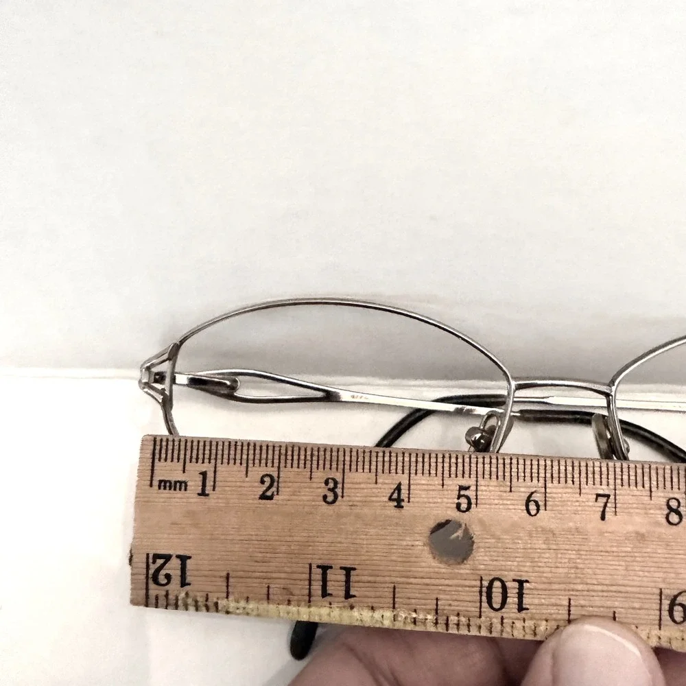 Vintage Silver Metal Oval Eyeglasses Rhinestone Detail Frames Womens